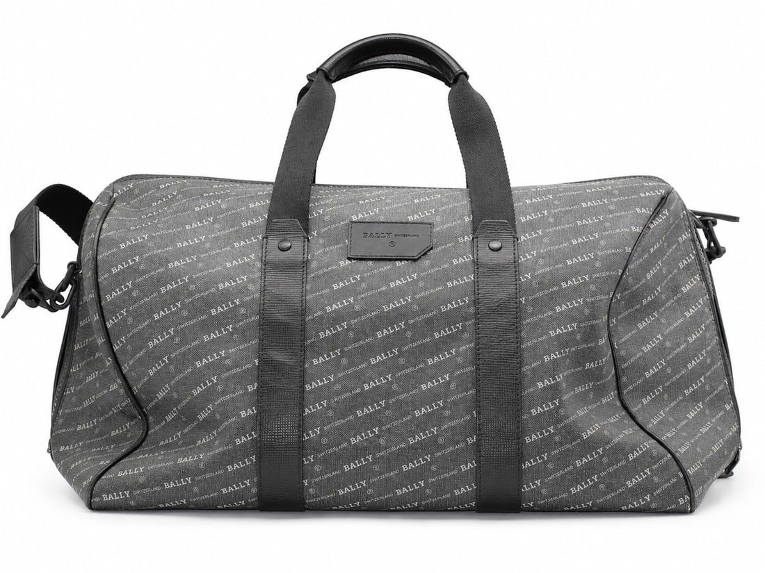 Bally Switzerland Logo Print Weekend Duffel Travel Bag with Shoulder Strap (1 of 7)