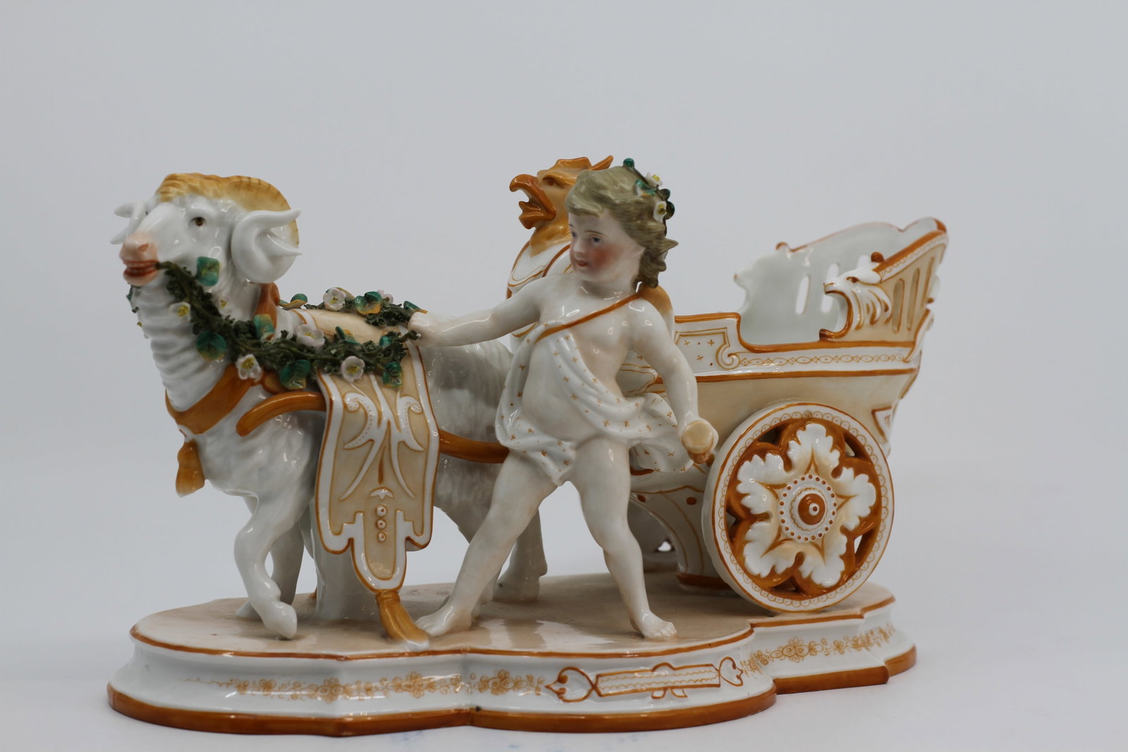 KPM Style Porcelain Ram Chariot Figural Group (1 of 5)