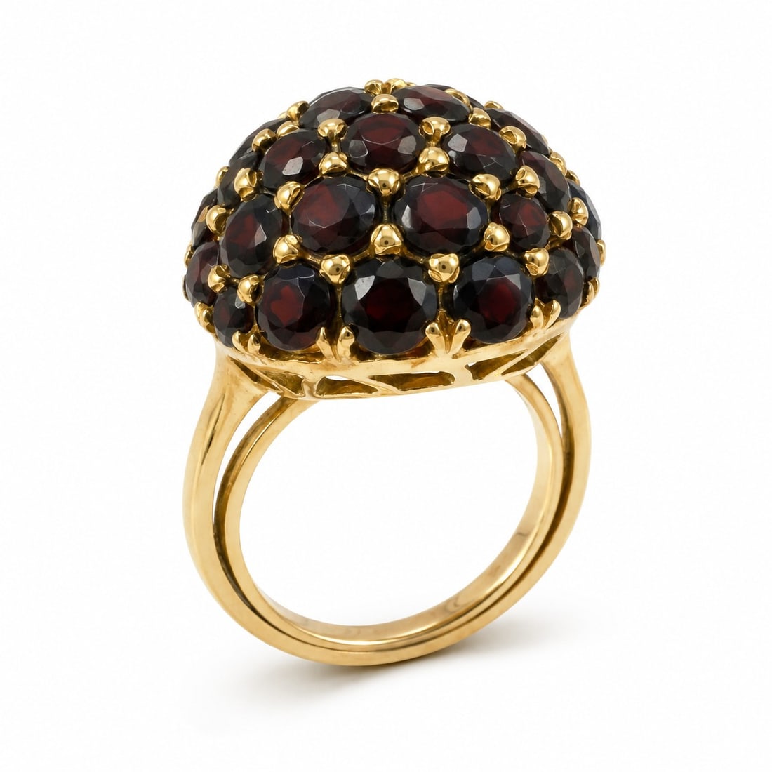 Vintage 14K Yellow Gold Garnet Cluster Dome Ring (1 of 12)