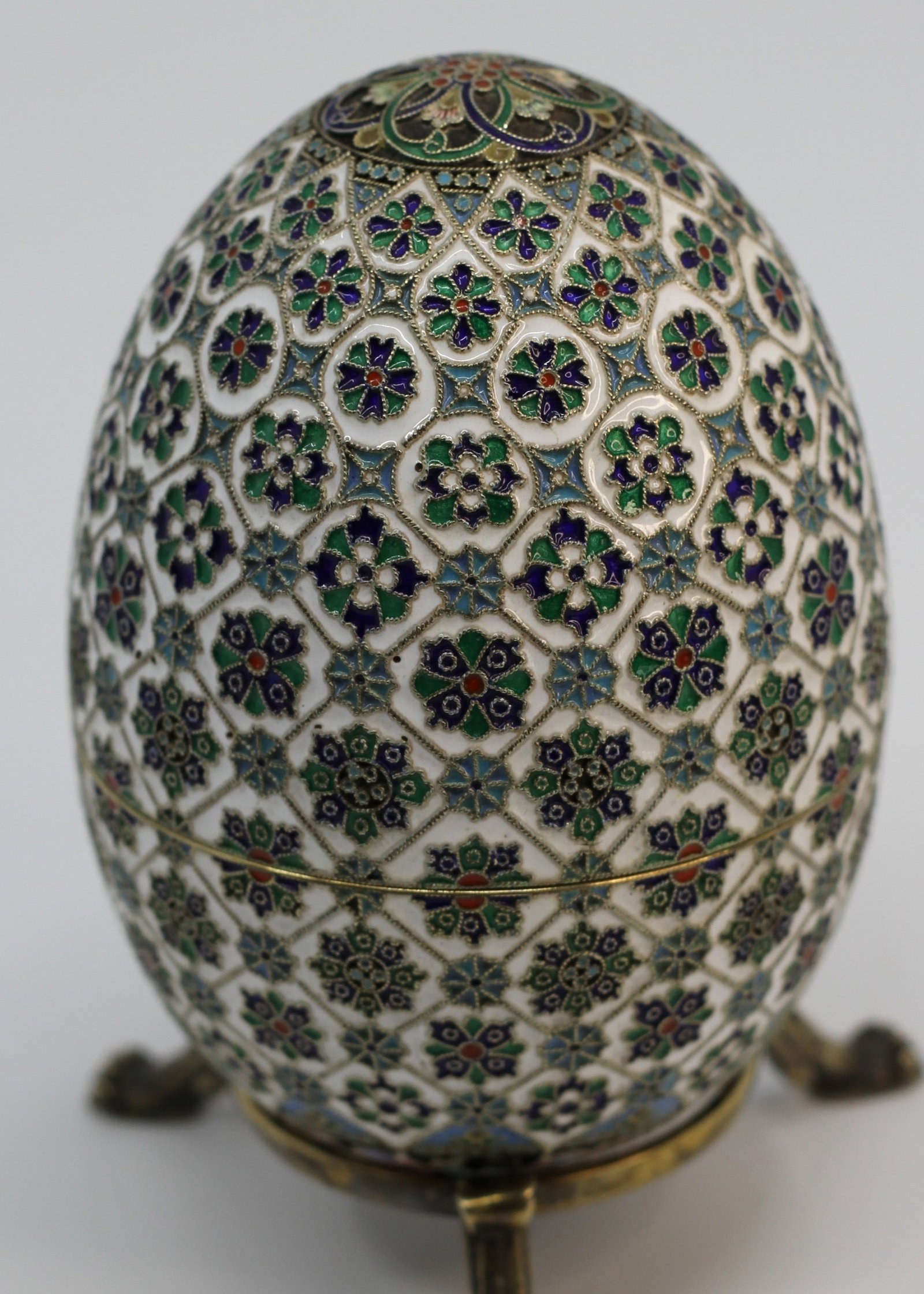 Russian Silver Gilt Cloisonne Enamel Egg Box (1 of 8)