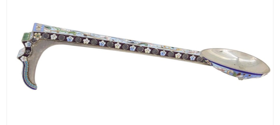 Russian Silver Cloisonne Enamel Serving Spoon (1 of 6)