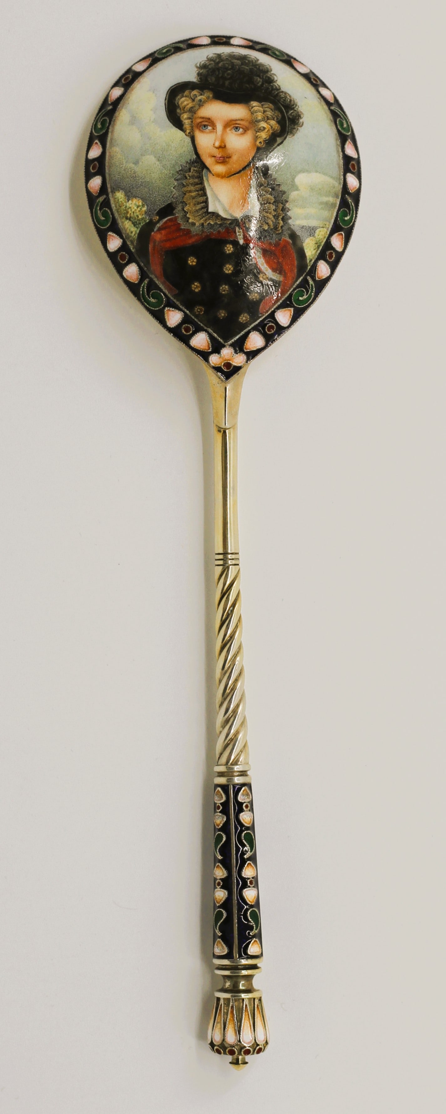 RUSSIAN SILVER ENAMEL FEMALE PORTRAIT SPOON (1 of 3)