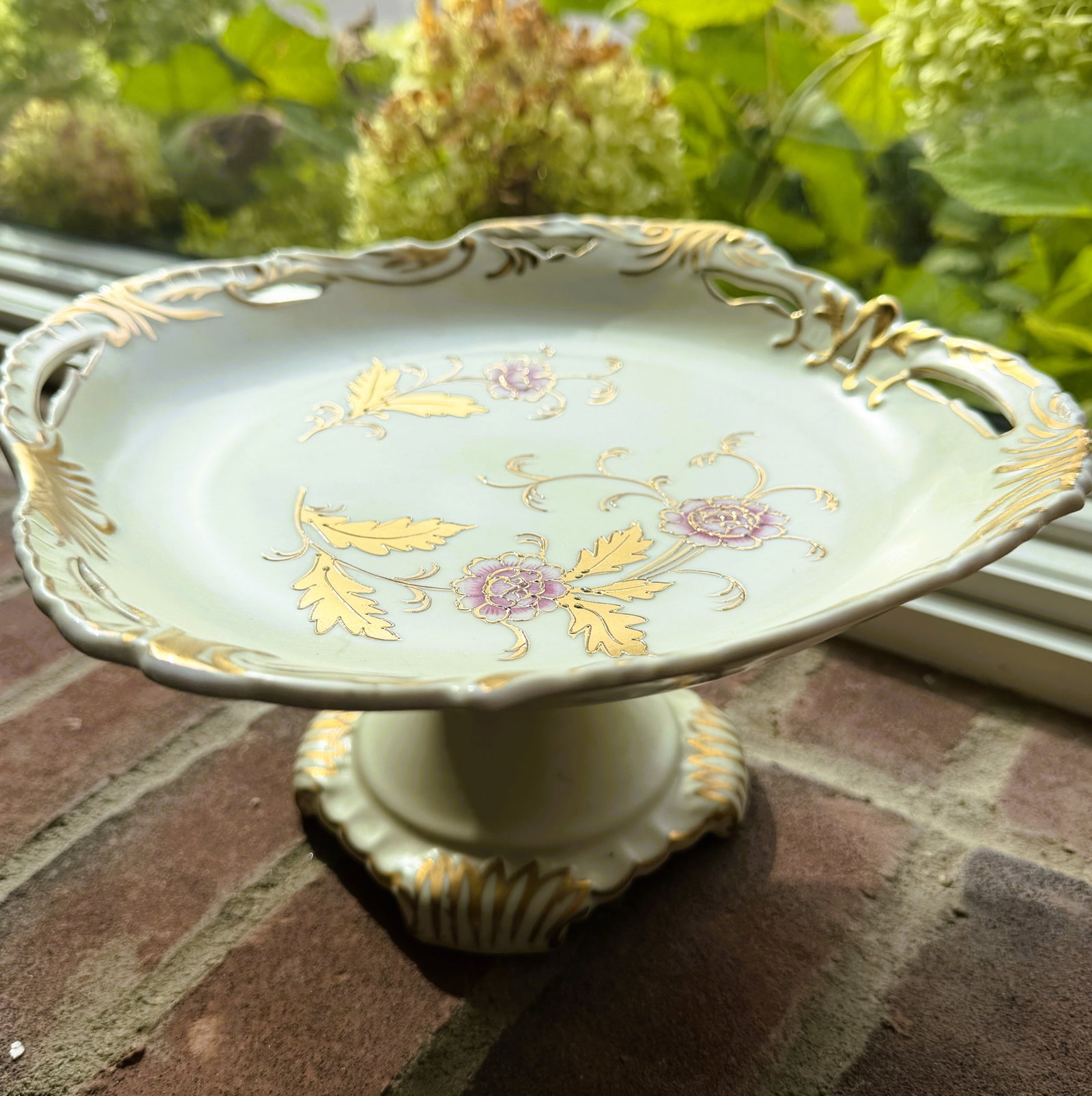 Antique German Porcelain Floral Pedestal Compote (1 of 7)