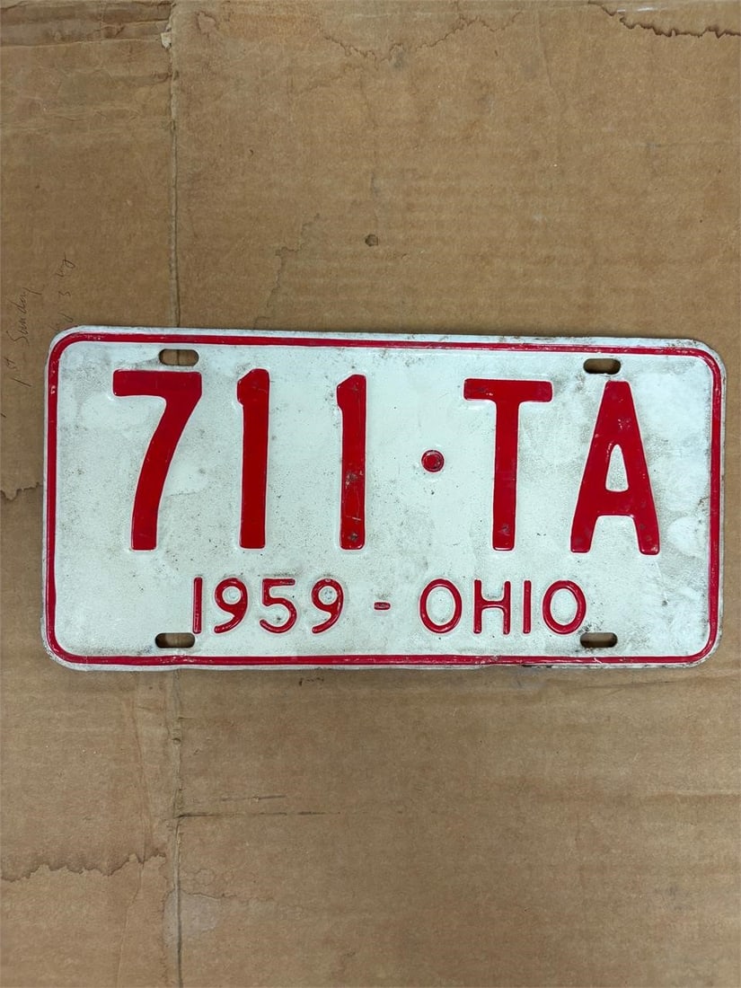 1959 Ohio Single License Plate: x