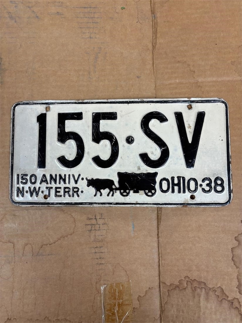 Ohio 1938 150th Anniversary Single License Plate: x