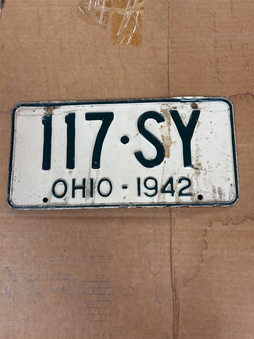 Ohio 1942 Single License Plate: x