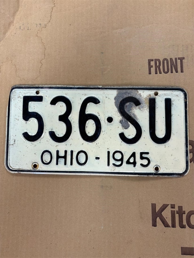 Ohio 1945 Single License Plate: x