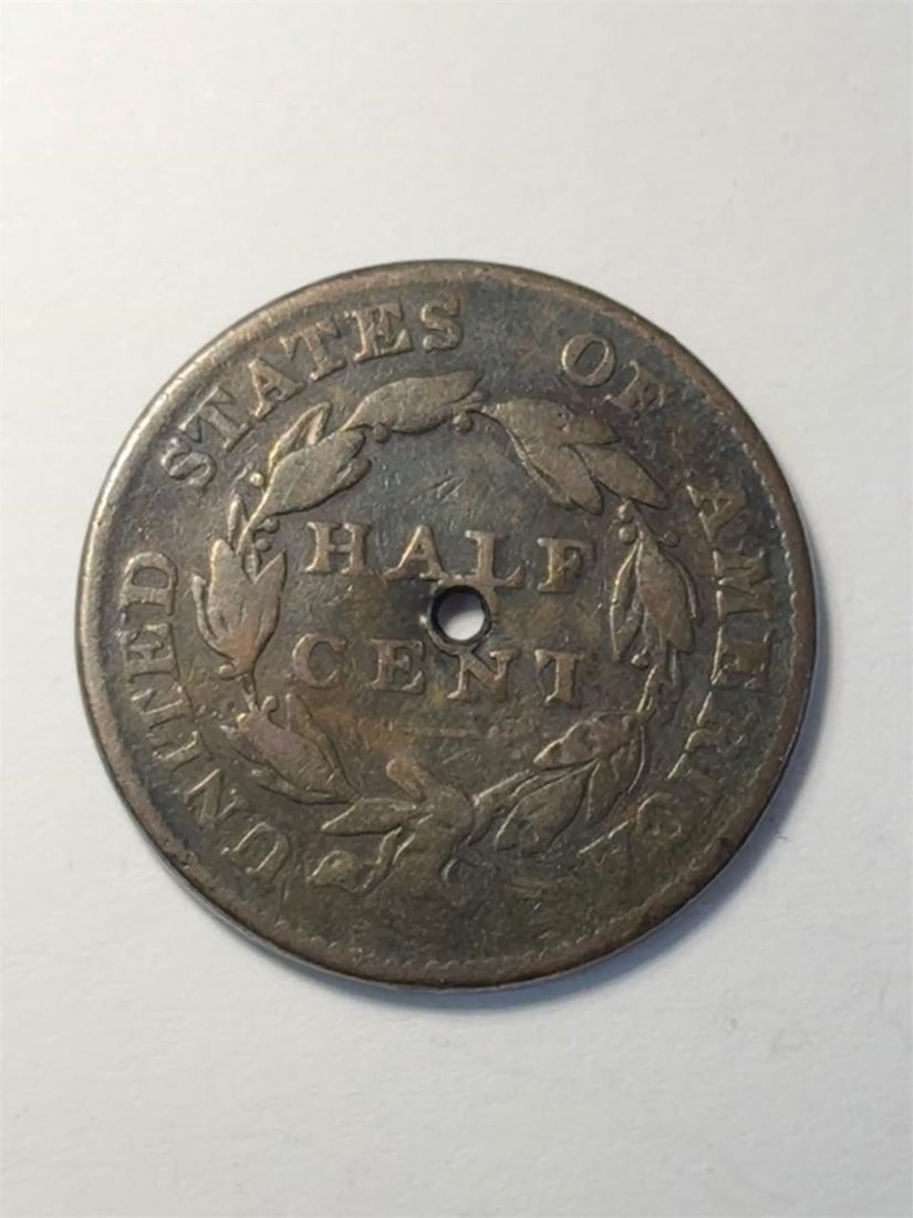 1826 Half Cent Holed - 2