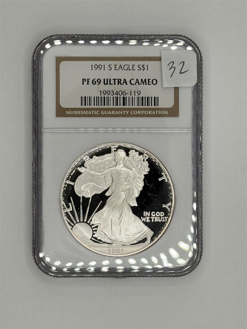 NGC PF69 Ultra Cameo 1991 S American Silver Eagle