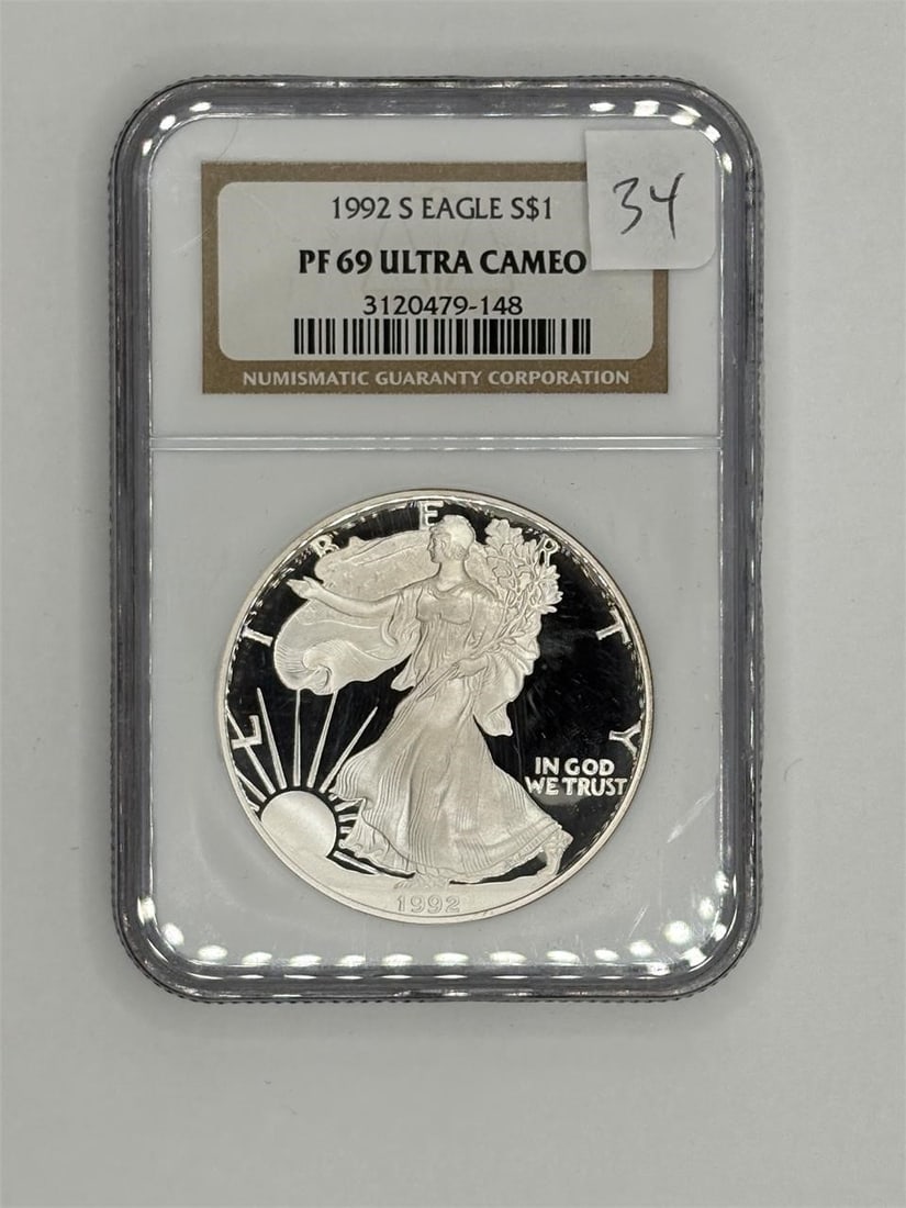 NGC PF69 Ultra Cameo 1992 S American Silver Eagle
