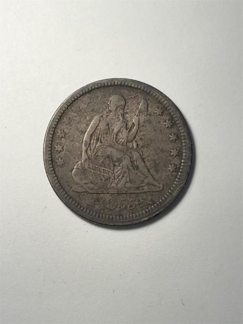 1855 Seated Liberty Quarter w/ Arrows: 1855 Seated Liberty Quarter / Eagle with Arrows