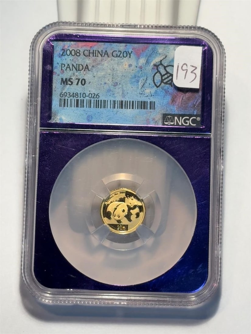 2008 China Gold 20 Yuan Panda NGC MS70