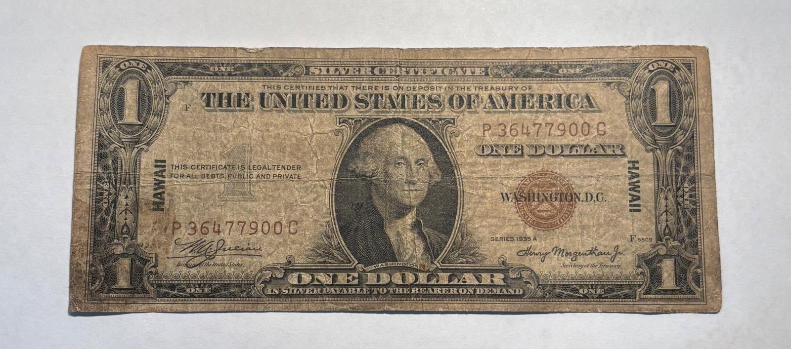 1935-A One Dollar Hawaii Emergency Silver Cert (1 of 2)