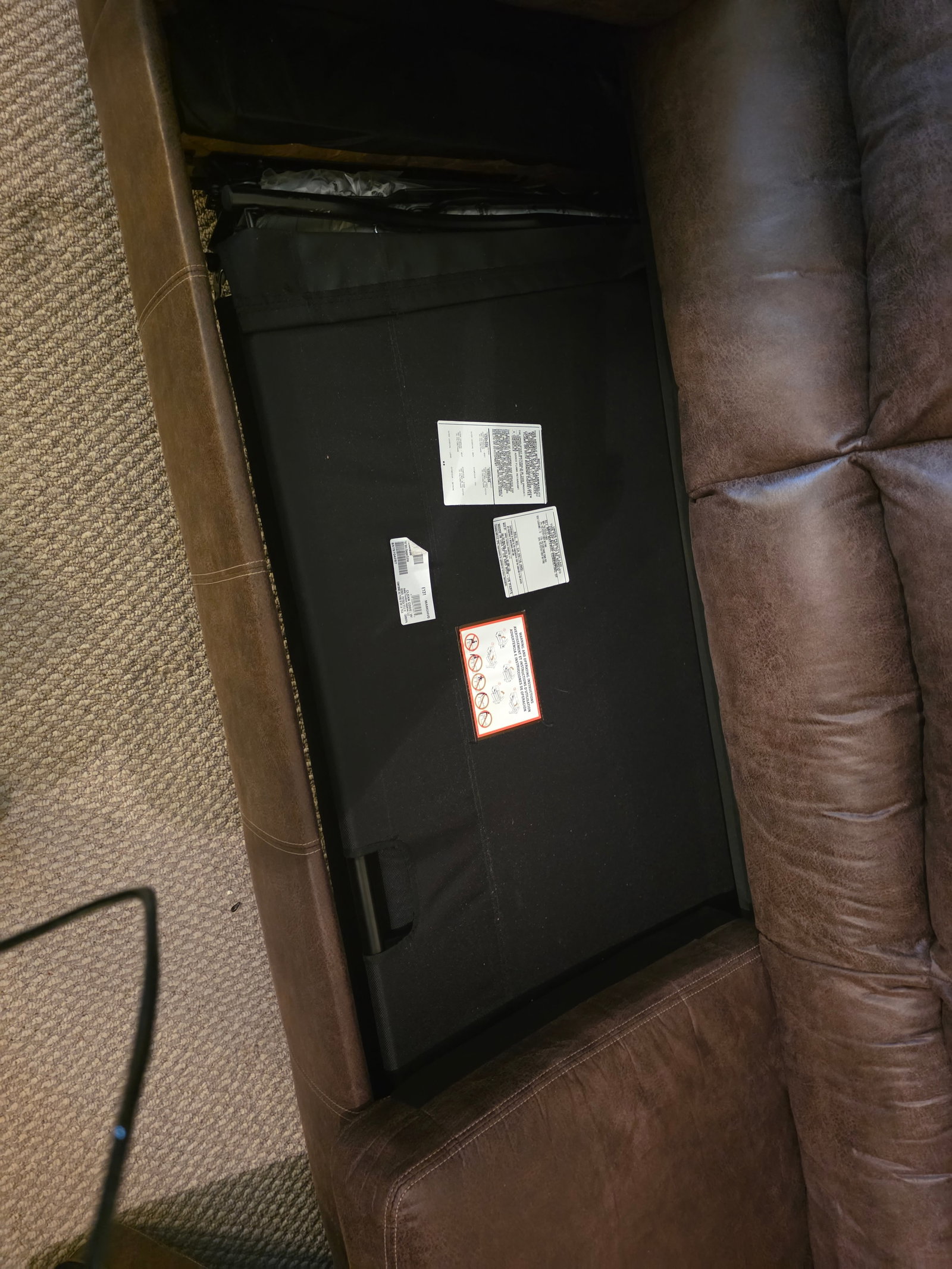 Chocolate Leather style hide-a-bed couch - 2