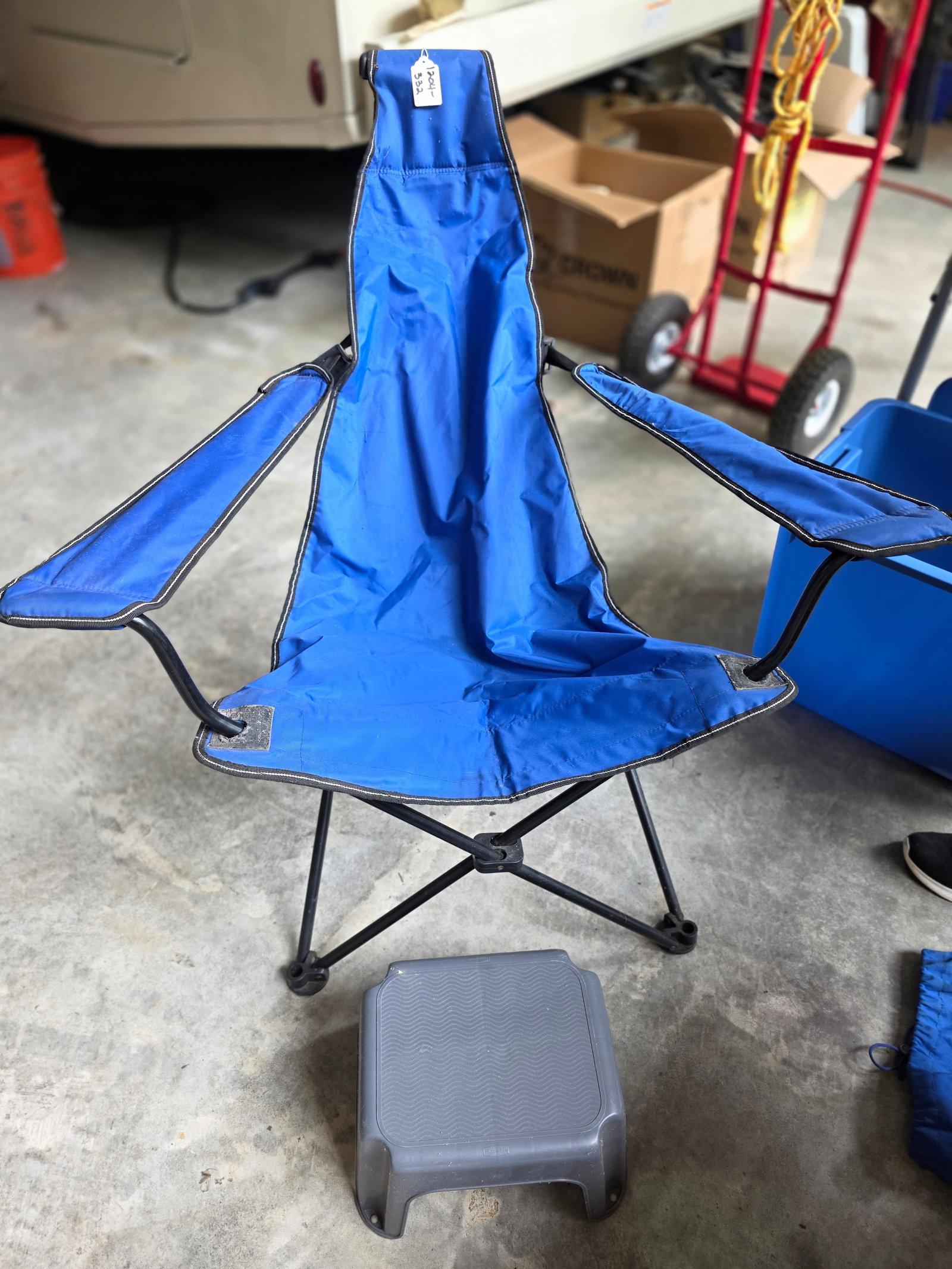 Lawn chair with foot stool (1 of 2)