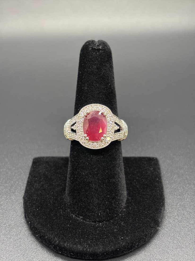 Purplish Red Ruby Natural Diamond Ring - 2