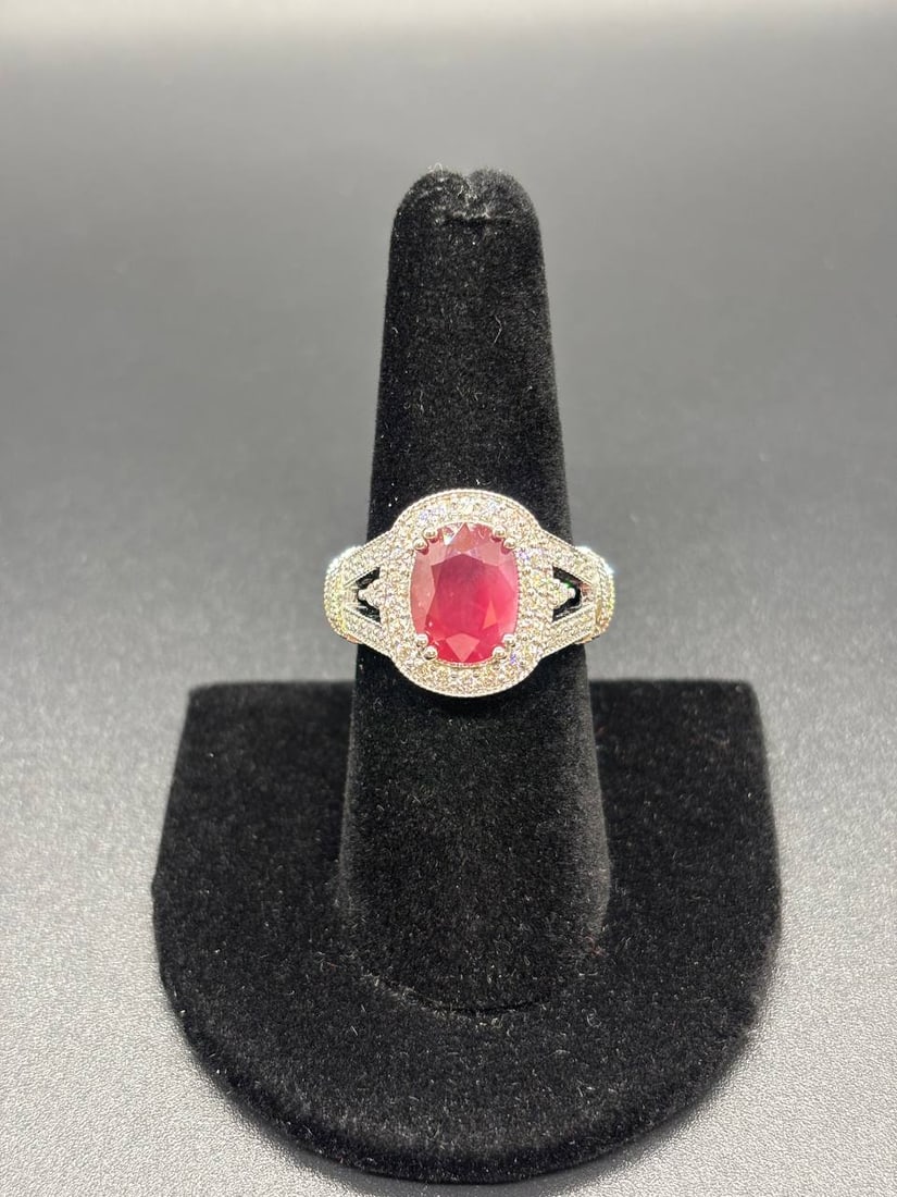 Purplish Red Ruby Natural Diamond Ring - 3