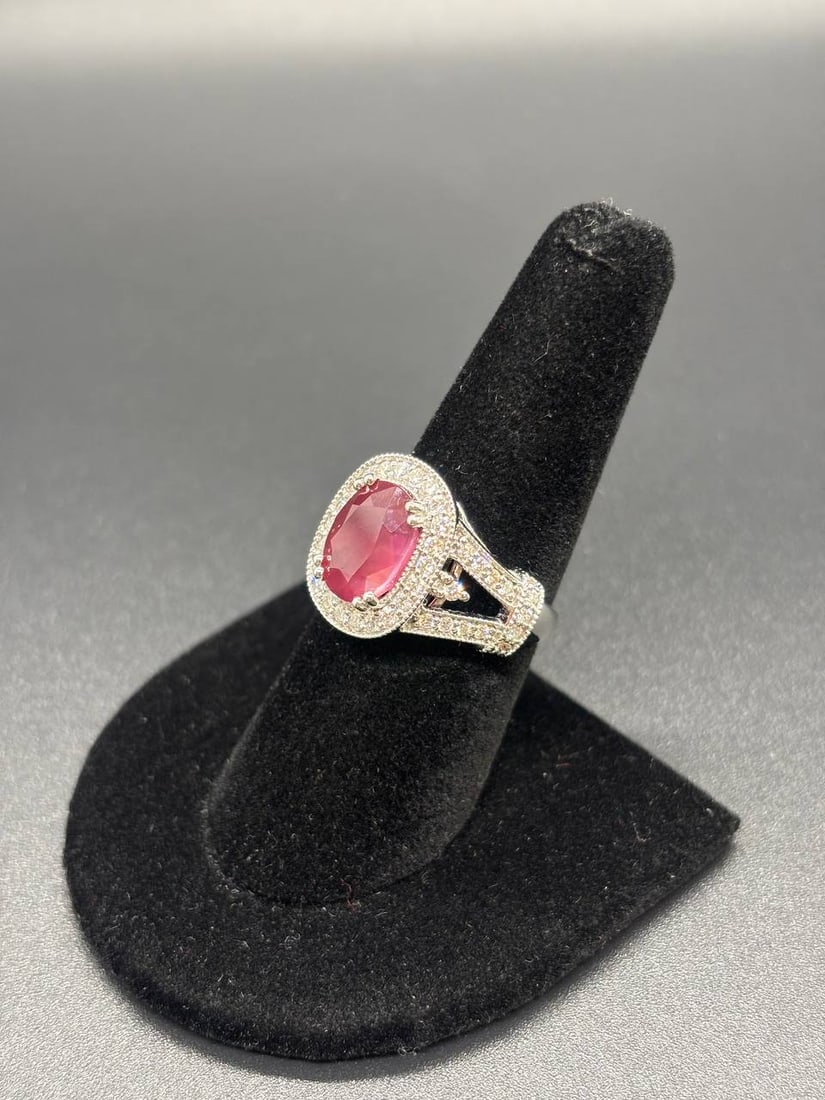 Purplish Red Ruby Natural Diamond Ring - 5