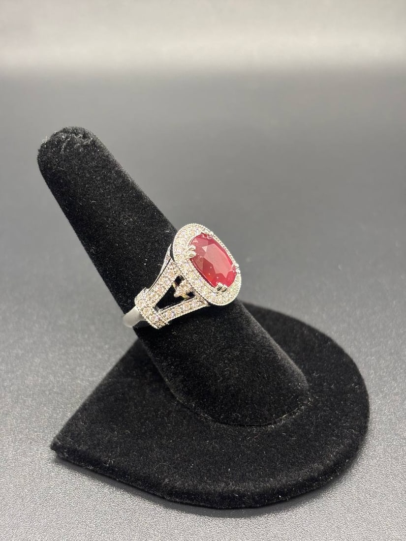 Purplish Red Ruby Natural Diamond Ring - 6