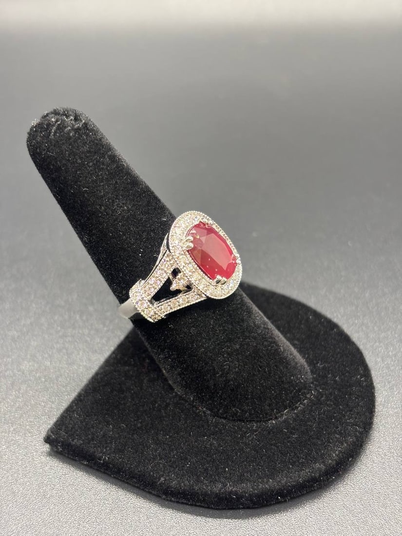 Purplish Red Ruby Natural Diamond Ring - 7
