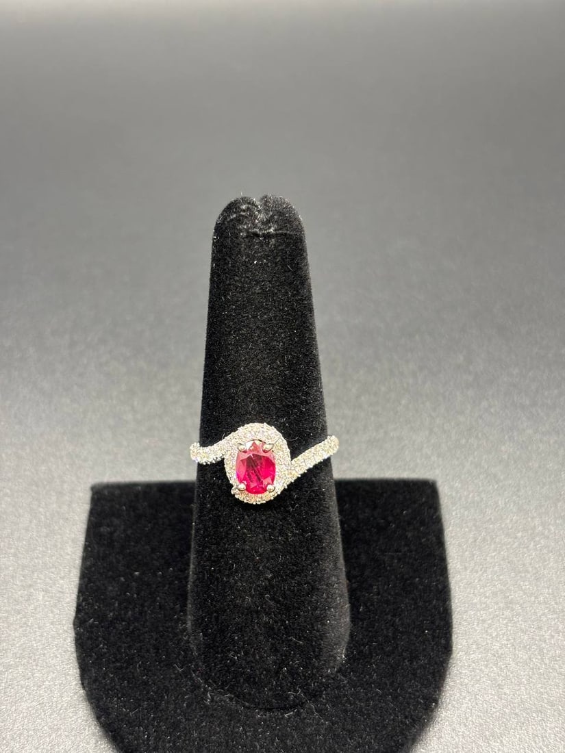 Natural Ruby 140-Diamond Bypass Ring - 7