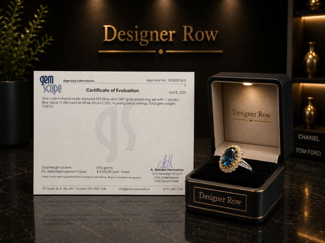 Absolutely No Reserve-Topaz Silver Ring 11ct: NOTE: Additional lots may be added until the final day of the auction. Please check back regularly for updates and newly added items. A bold statement ring centered on a stunning 11.08ct London Blue