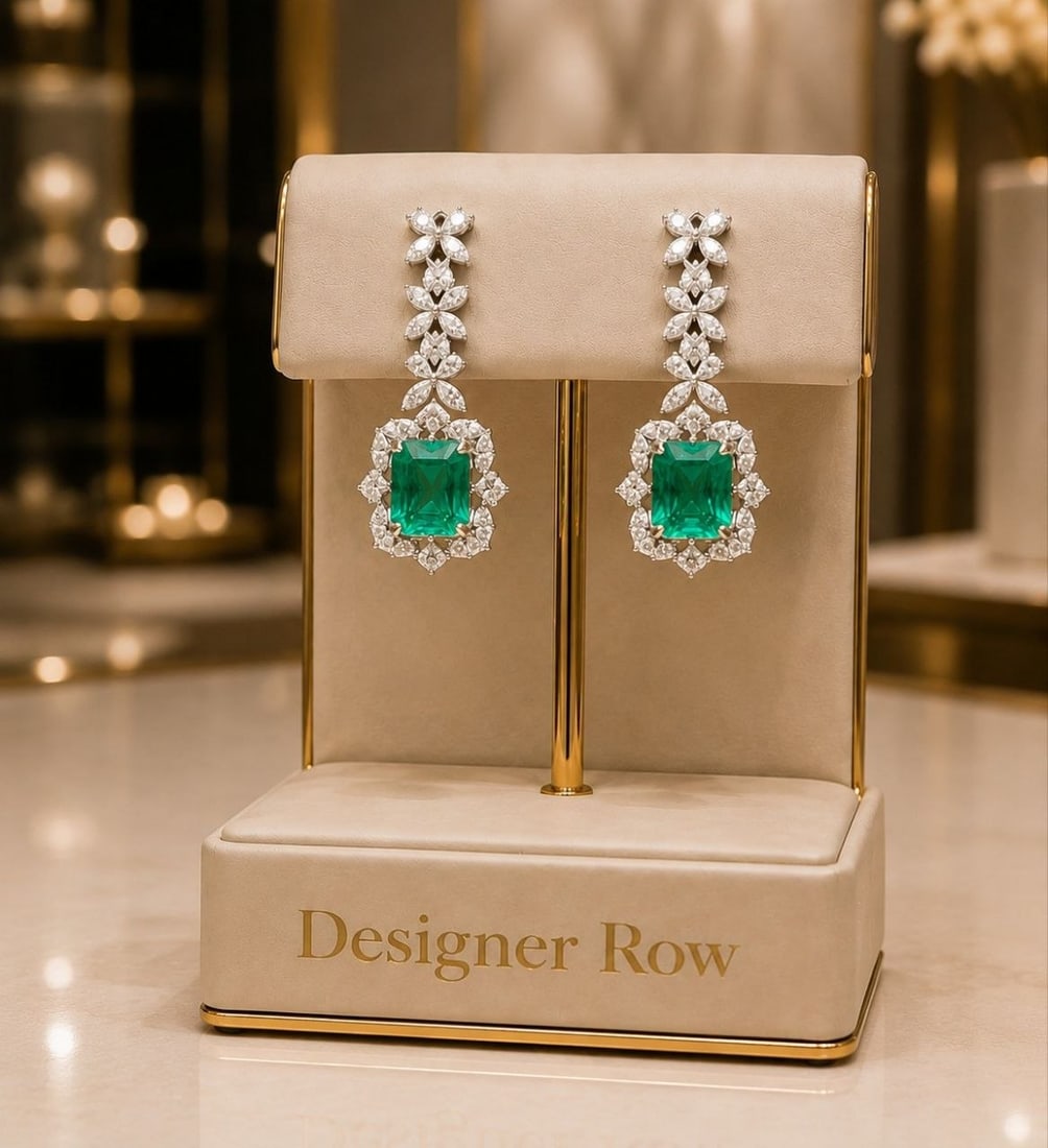 Colombian Muzo Emerald Diamond 18KT Gold Earrings: NOTE: Additional lots may be added until the final day of the auction. Please check back regularly for updates and newly added items. Exceptional Colombian Muzo Emerald & Diamond Drop Earrings in 