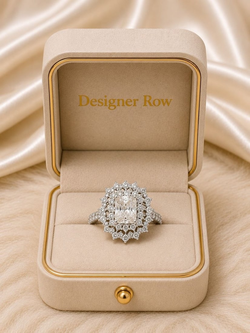 Cushion Lab Diamond Halo Ring 18K Gold: NOTE: Additional lots may be added until the final day of the auction. Please check back regularly for updates and newly added items. Striking contemporary design meets exceptional brilliance in this 