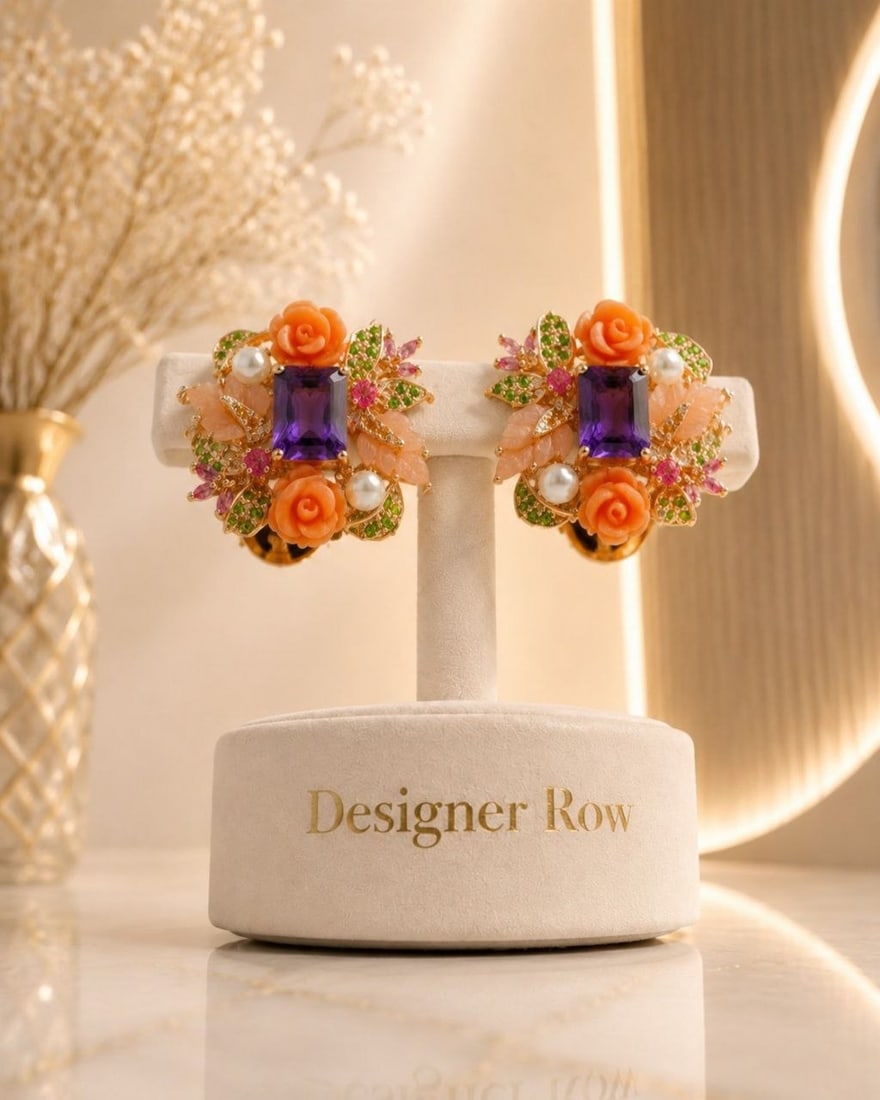 Amethyst Coral Floral Earrings: ```html NOTE: Additional lots may be added until the final day of the auction. Please check back regularly for updates and newly added items. Introducing a breathtaking pair of handcrafted floral earr