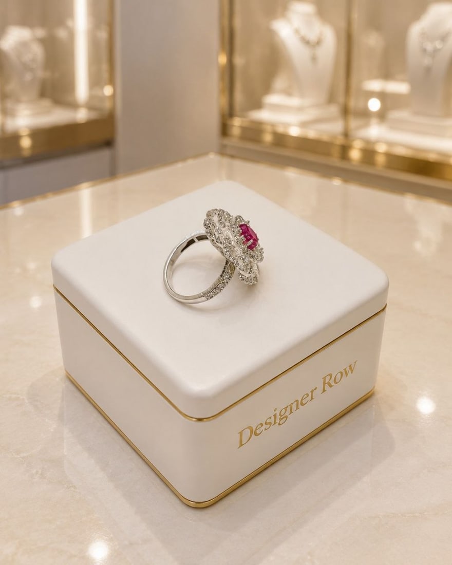 Heart Shaped Ruby & Diamond 18K Gold Ring - 12