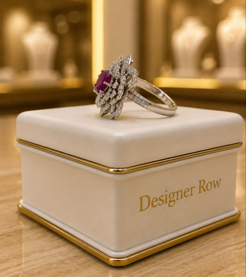 Heart Shaped Ruby & Diamond 18K Gold Ring - 3