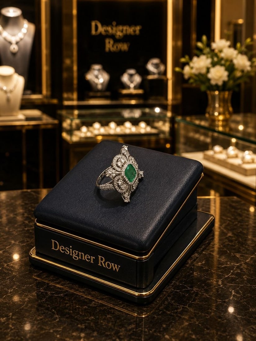 Natural Emerald Diamond Ring - 12