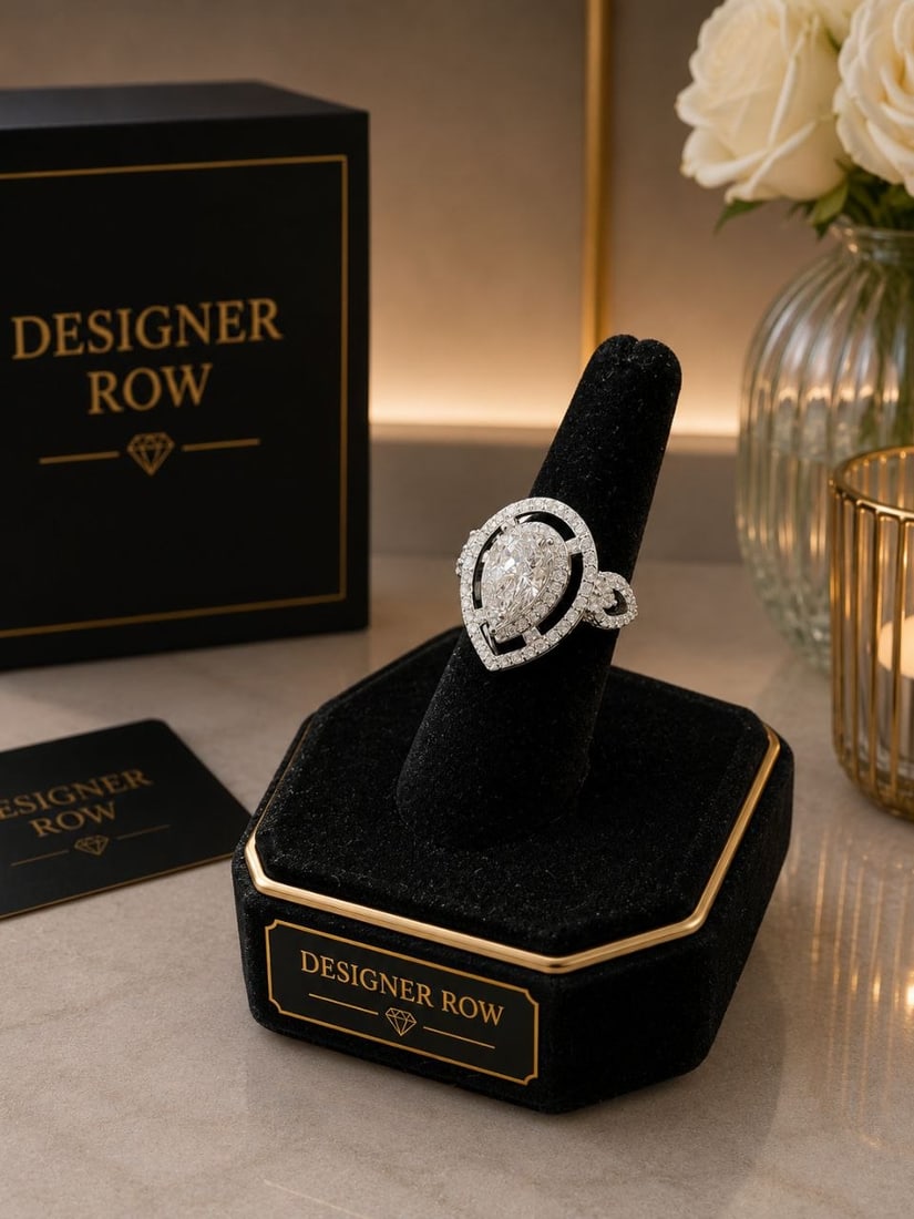 Pear Lab Diamond Halo Ring 18K Gold: 18KT White Gold Pear Lab-Grown Diamond Double Halo Ring NOTE: Additional lots may be added until the final day of the auction. Please check back regularly for updates and newly added items. Make an