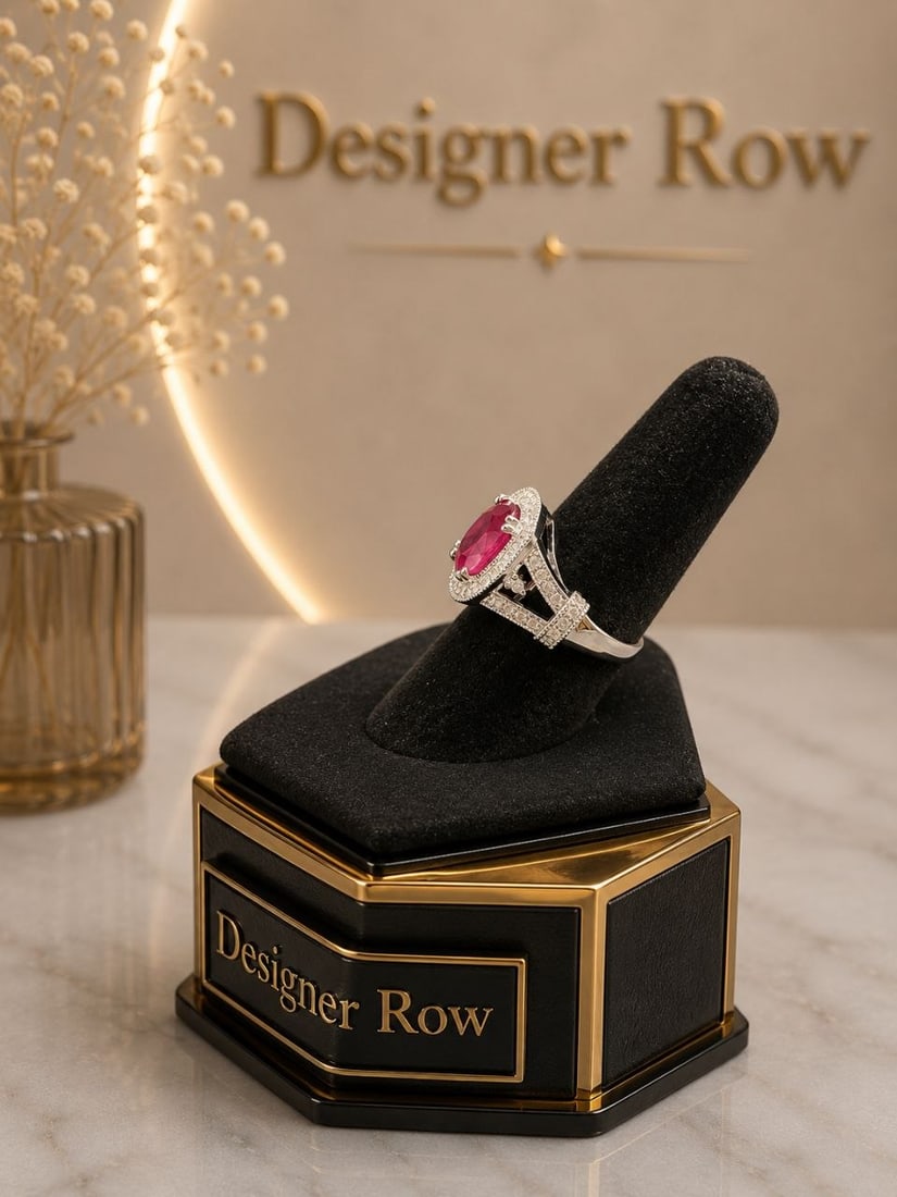 Purplish Red Ruby Natural Diamond Ring - 16
