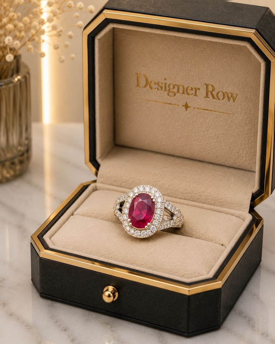 Purplish Red Ruby Natural Diamond Ring (1 of 20)