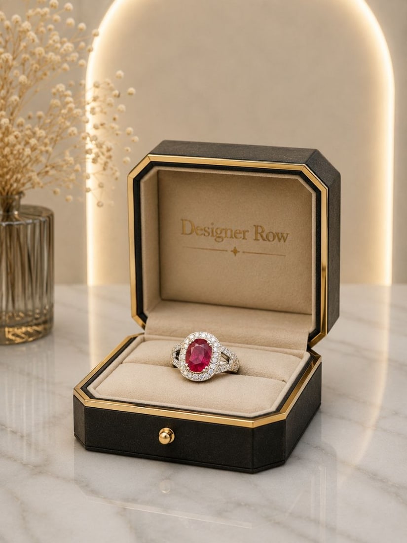 Purplish Red Ruby Natural Diamond Ring - 2