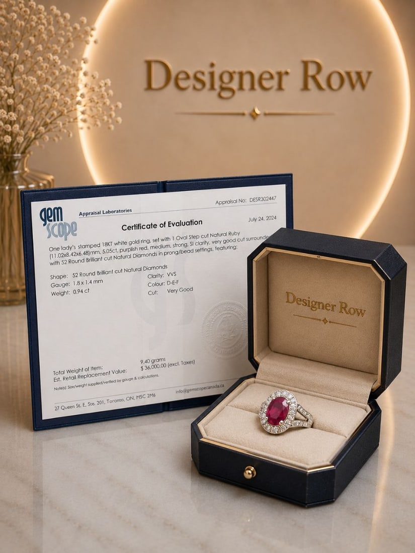 Purplish Red Ruby Natural Diamond Ring - 4