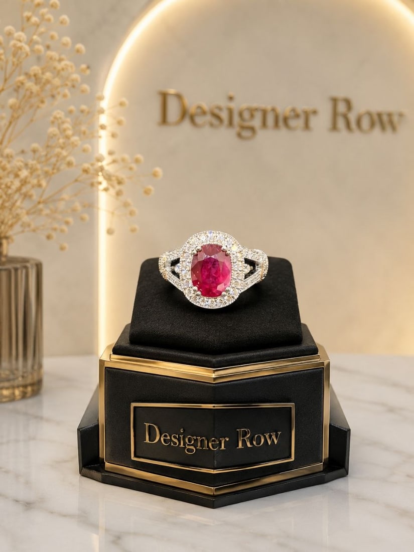 Purplish Red Ruby Natural Diamond Ring - 8