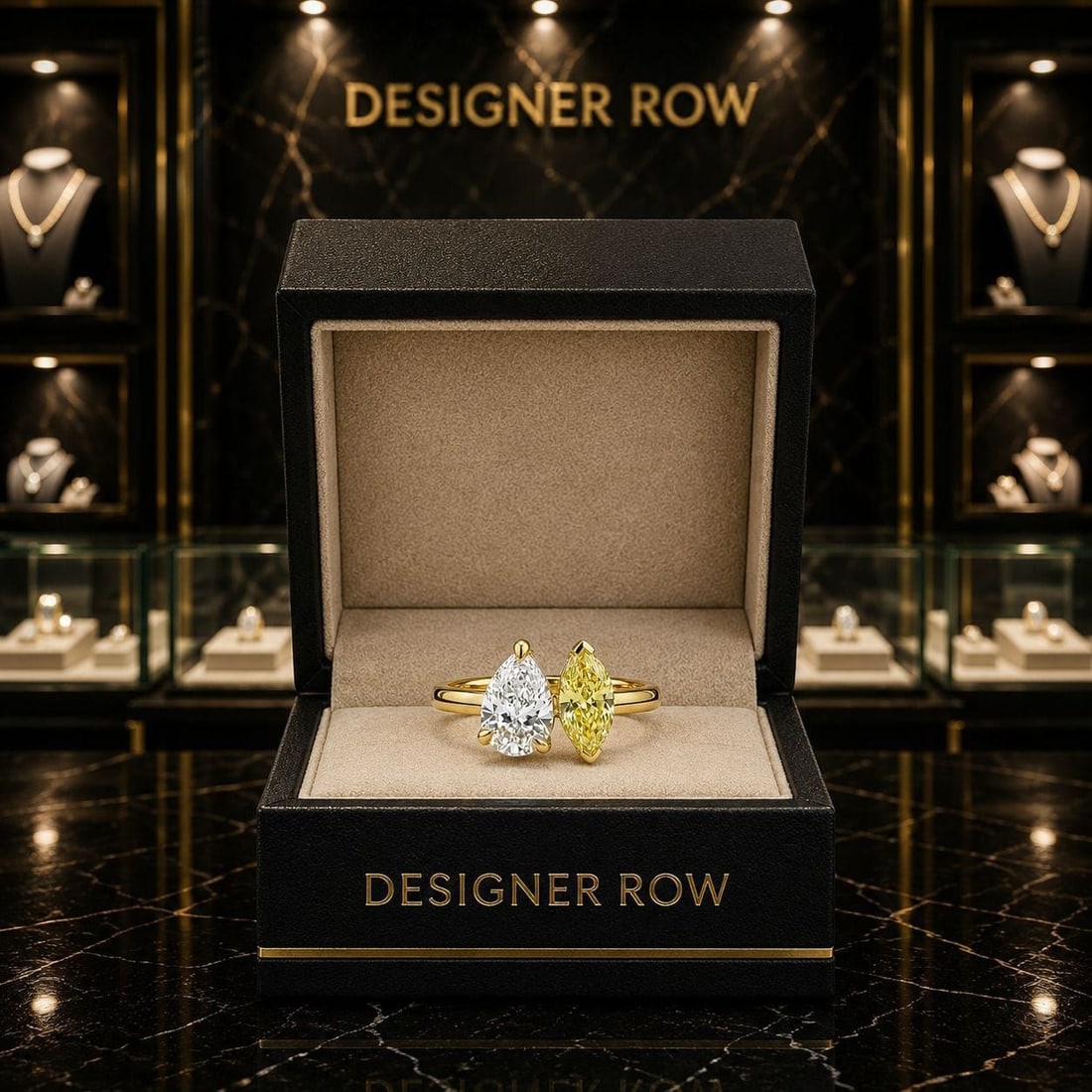 18K Yellow Gold Diamond Statement Ring - 14