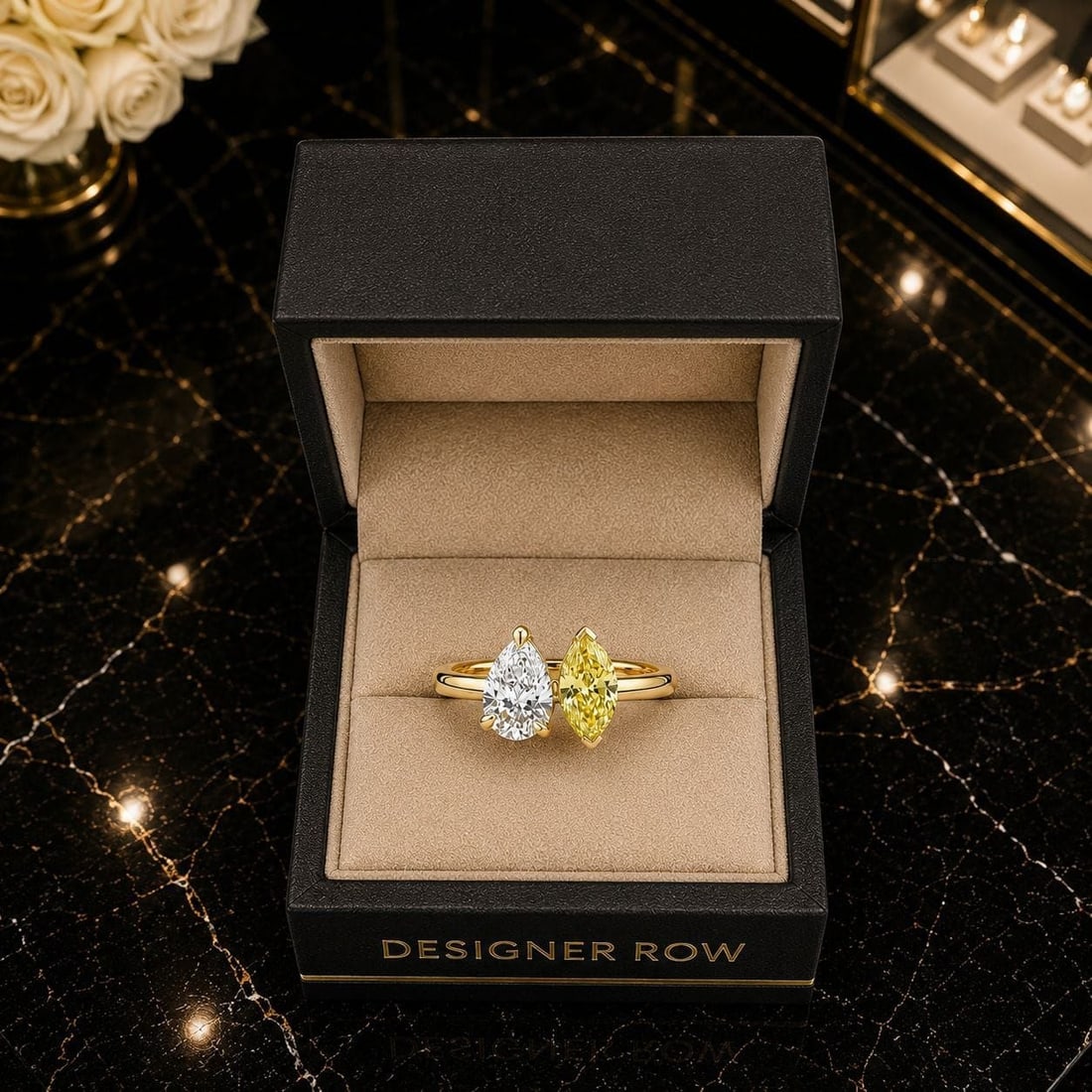 18K Yellow Gold Diamond Statement Ring - 15