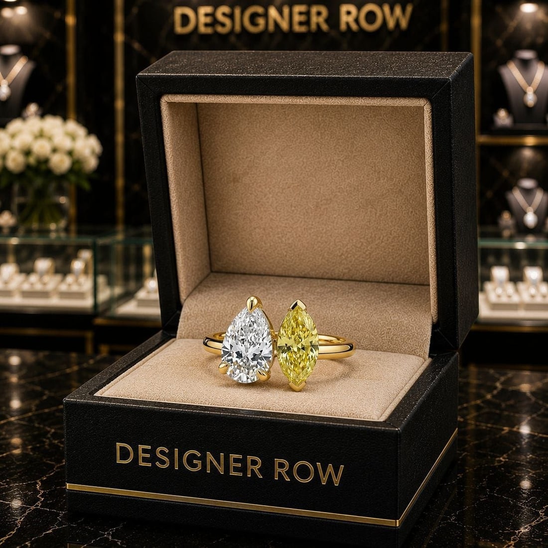18K Yellow Gold Diamond Statement Ring - 17