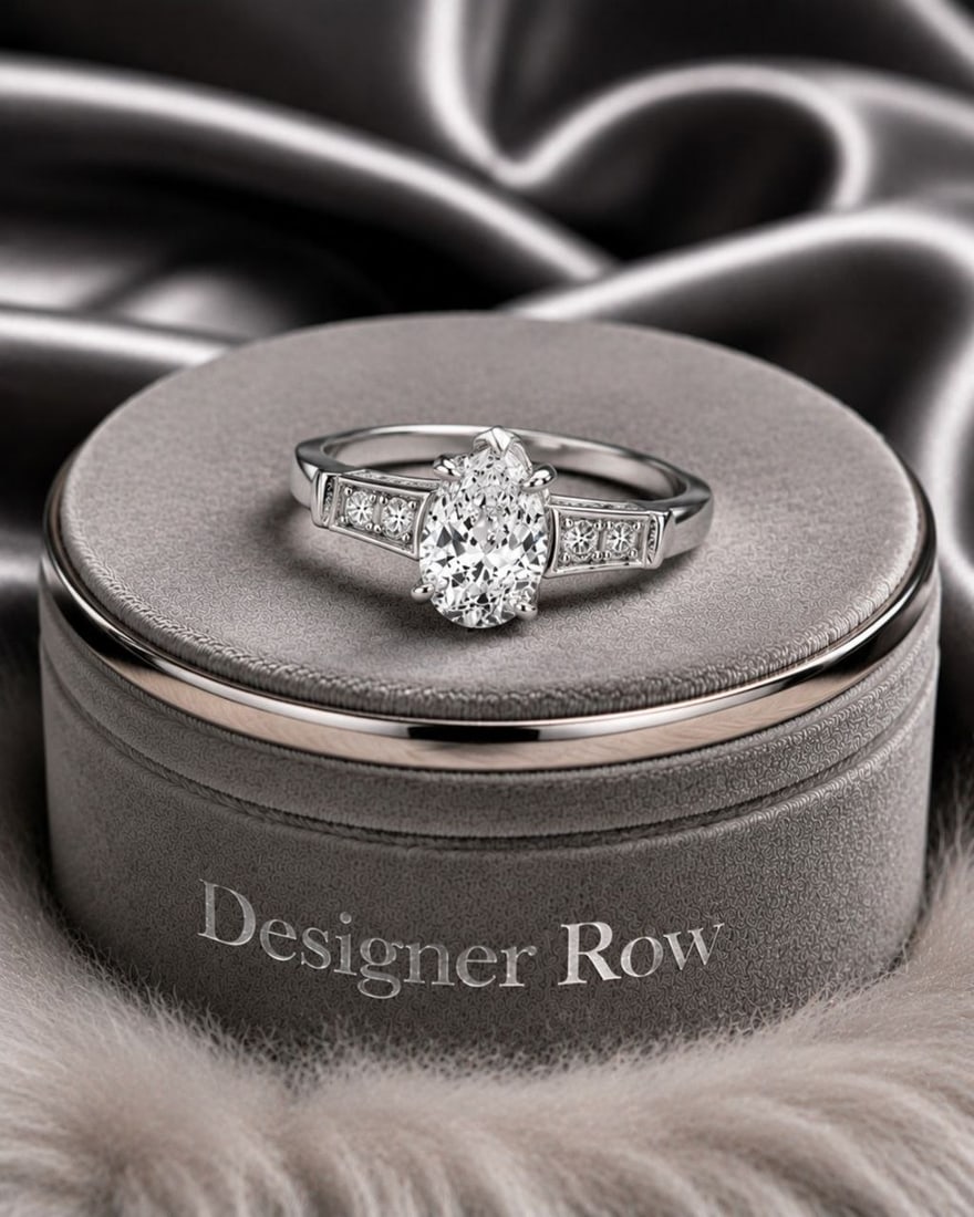 Pear Shaped Lab Diamond Ring - 7