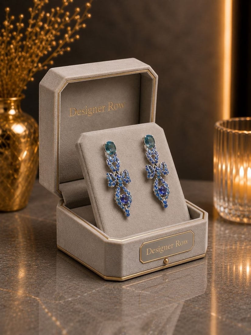 White Gold Natural Blue Sapphire Drops: Note: Additional lots may be added until the final day of the auction. Please check back regularly for updates and newly added items. An extraordinary certified pair of 18KT white gold chandelier drop