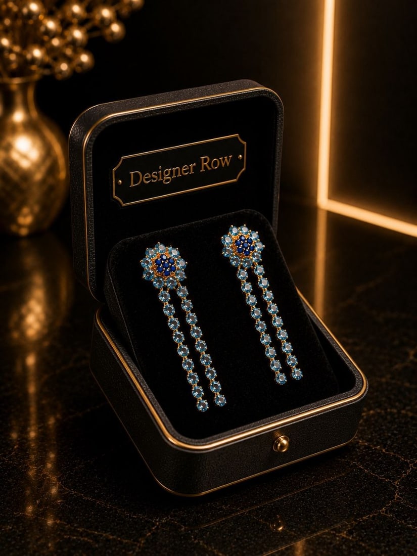 18KT Yellow Gold 13.249ct Blue Sapphire Drop Earrings: NOTE - Additional lots may be added until the final day of the auction. Please check back regularly for updates and newly added items. One pair of ladies' custom-made 18KT yellow gold drop earrings, f