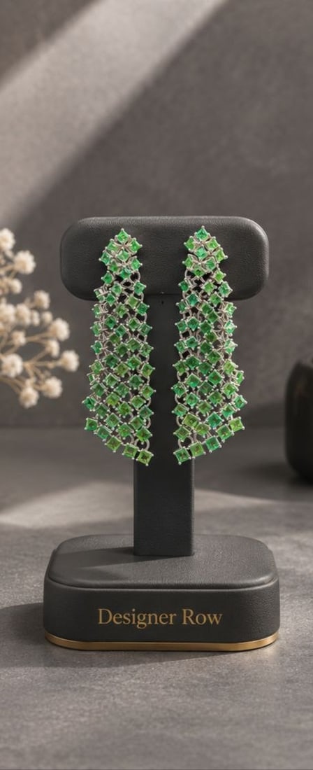 Stunning 18KT Gold 9ct Natural Emerald Drop Earrings (1 of 20)