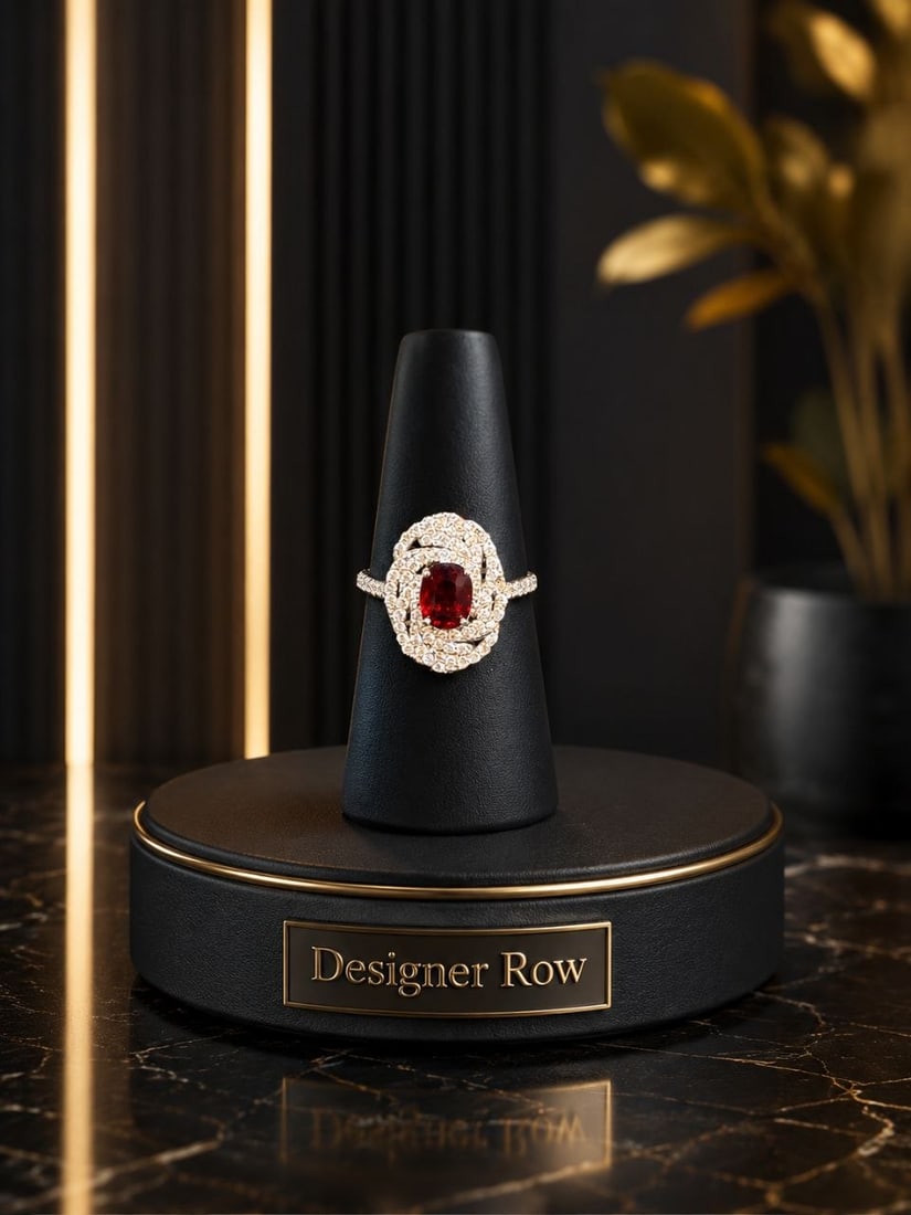 White Gold Handmade Natural Ruby Pave Diamond Ring (1 of 20)