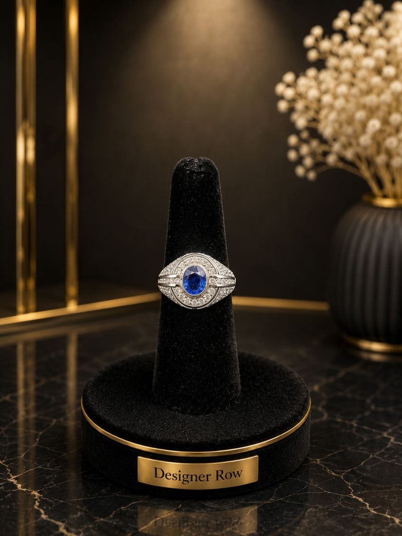 White Gold Natural Blue Sapphire Diamond Ring: NOTE - Additional lots may be added until the final day of the auction. Please check back regularly for updates and newly added items. Refined, elegant, and timeless in design, this sophisticated ladi