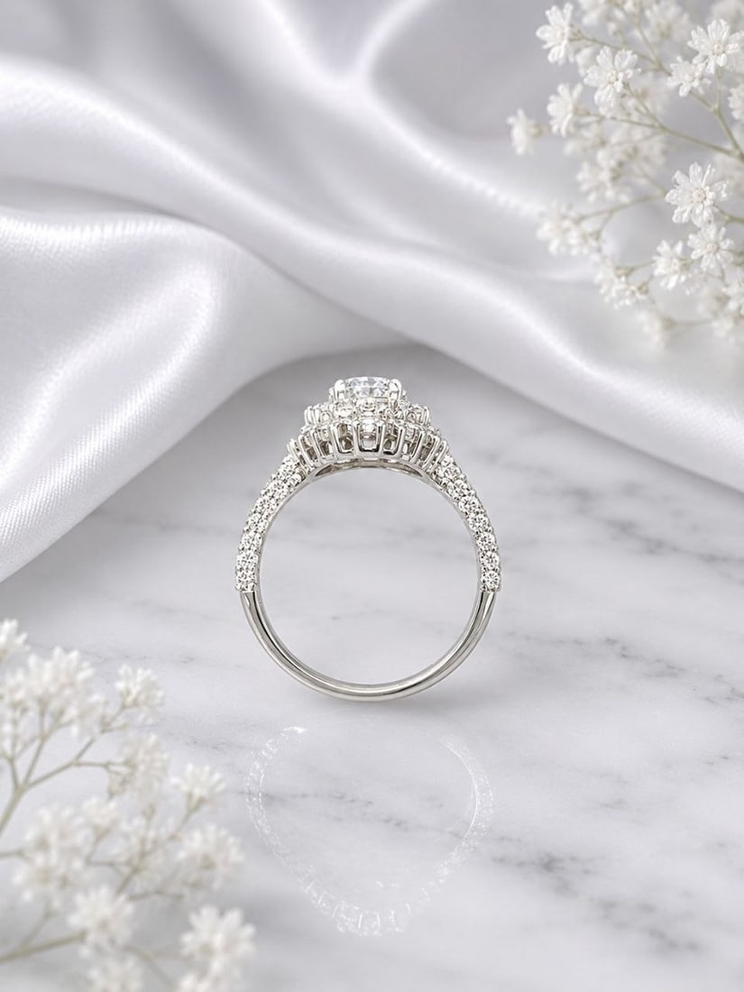 VS1 Pear Lab Diamond Split Shank 18K Ring - 19