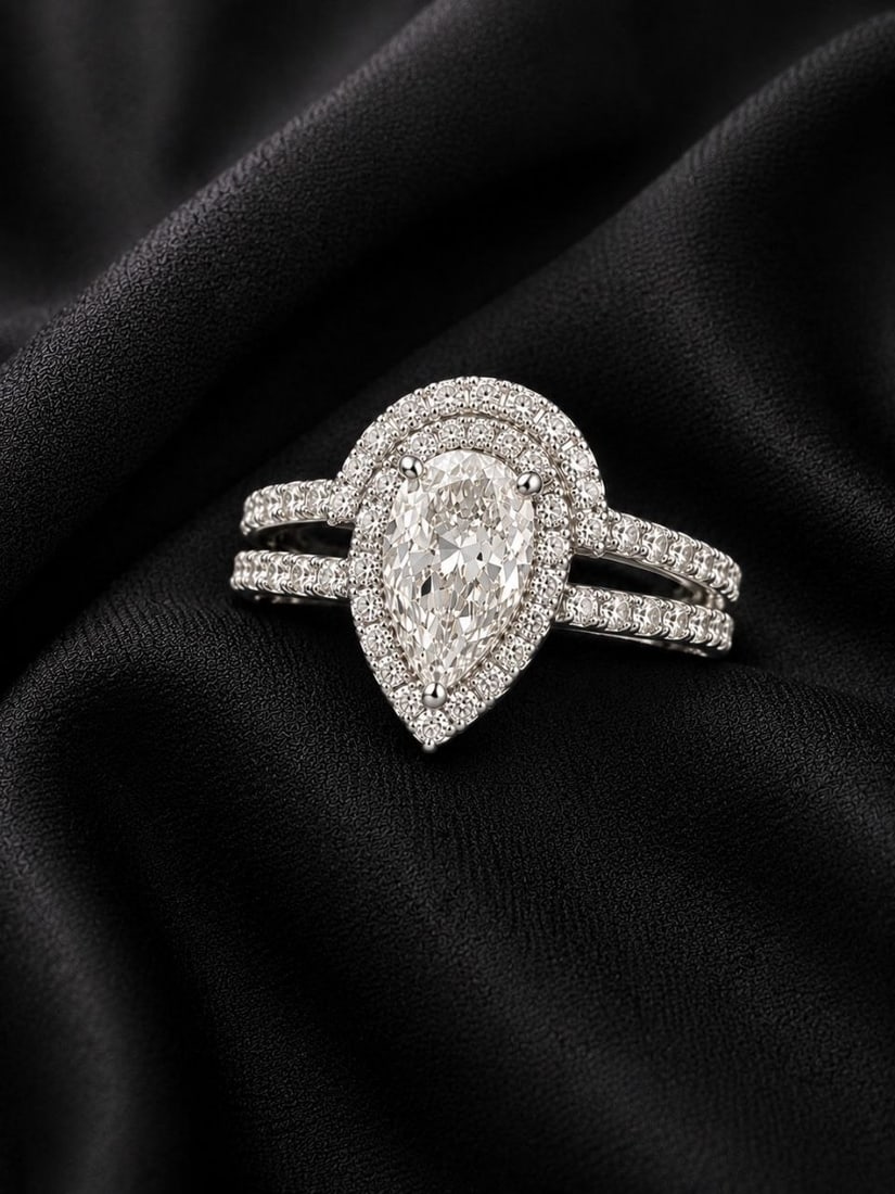 VS1 Pear Lab Diamond Split Shank 18K Ring: ```html NOTE: Additional lots may be added until the final day of the auction. Please check back regularly for updates and newly added items. Experience exceptional brilliance with this Radiant 18KT