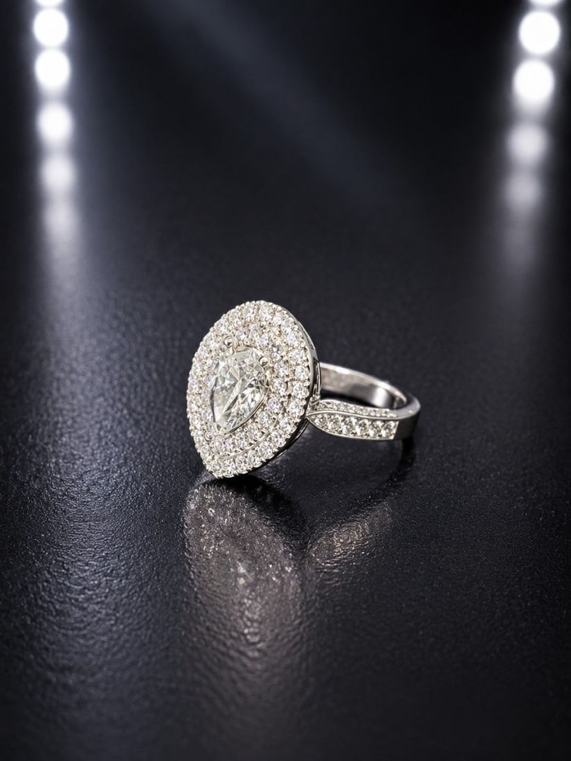Lab Grown Pear Diamond Double Halo Bridal Ring: ```html id="r8x5vd" NOTE: Additional lots may be added until the final day of the auction. Please check back regularly for updates and newly added items. Discover exceptional elegance with this
